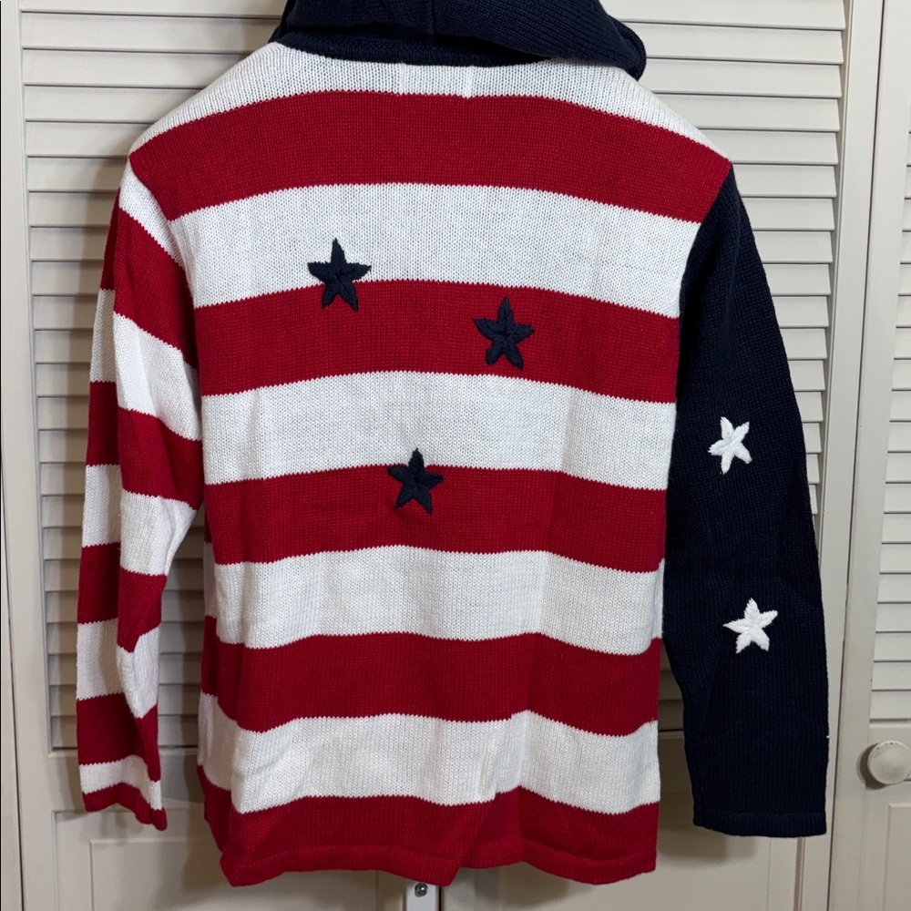Quacker Factory American Flag Full Zip Sweater Medium - Picture 8 of 9
